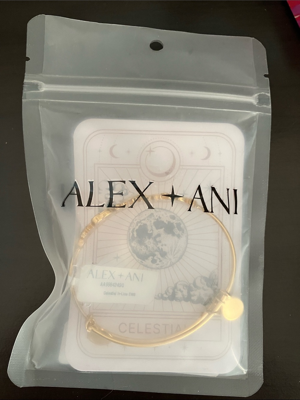 Alex and Ani Celestial In-Line Gold Sunburst Opal Charm Expandable Bracelet - Picture 4 of 4
